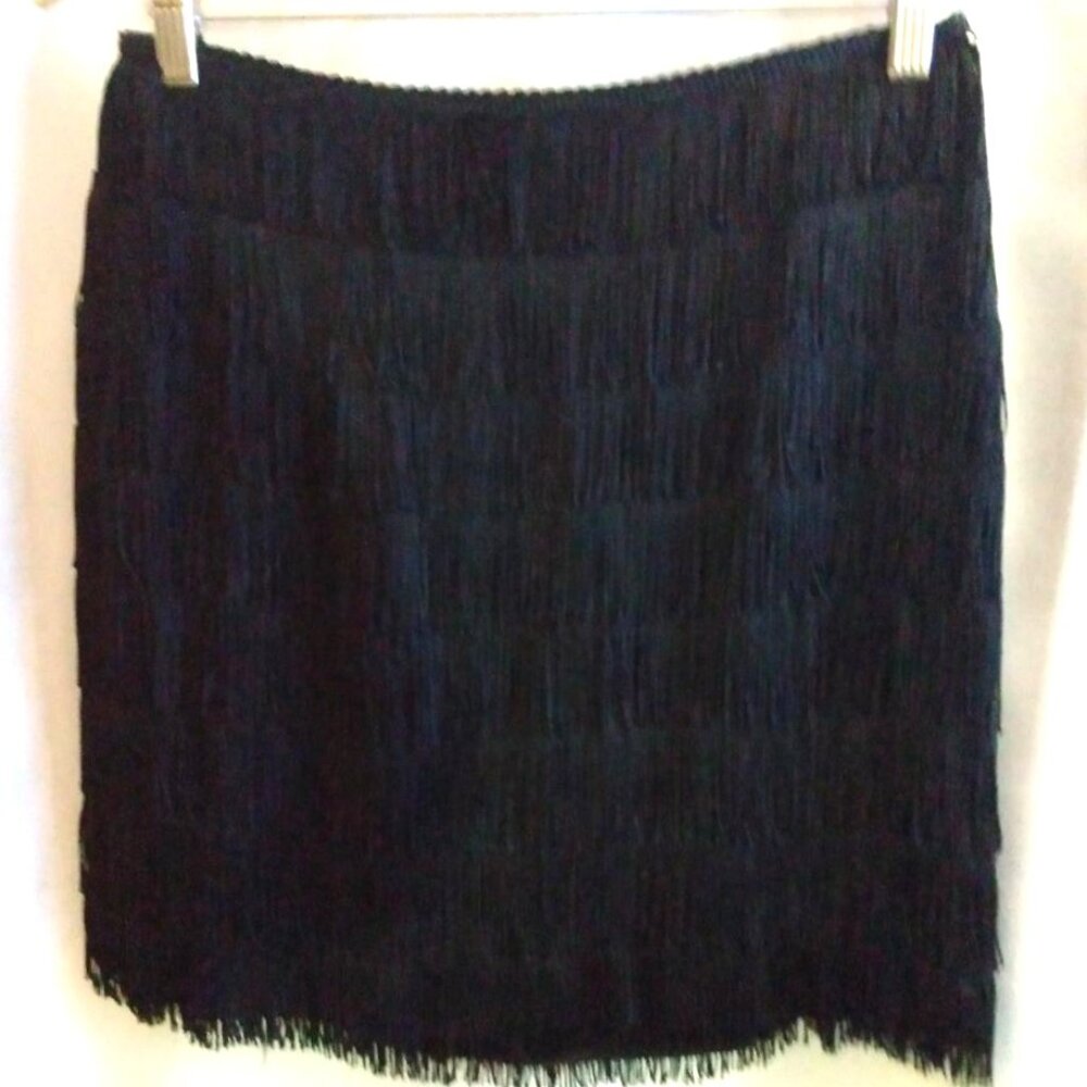 Donna Karan DKNY Black Skirt Layered Fringe Vintage Size 12